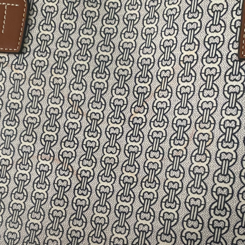 Tory Burch Blue and Brown Floral Tote - Picture 8 of 14